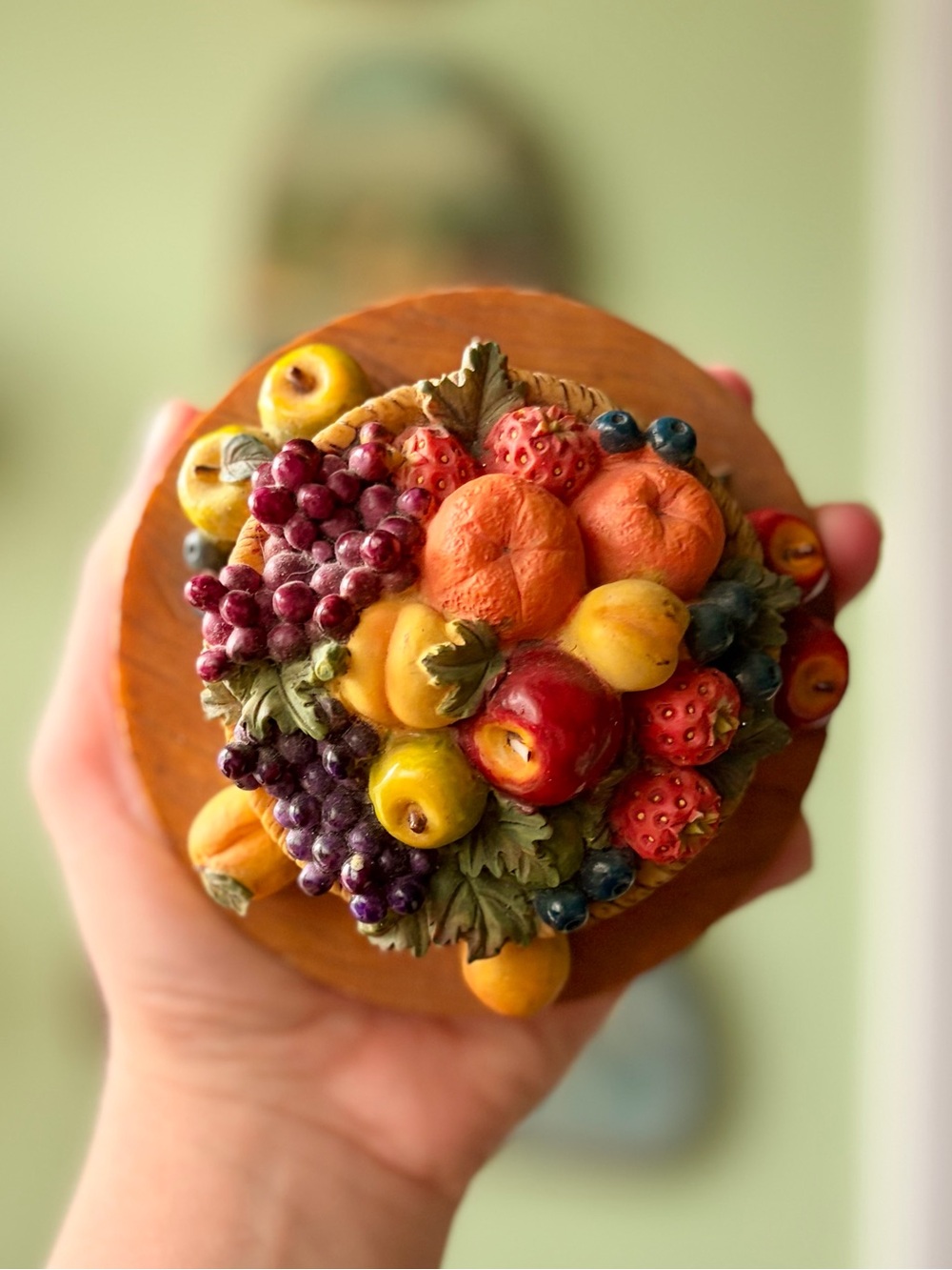 Woven Basket Holding Overflowing Fruits 3D Charming + Textured Piece
